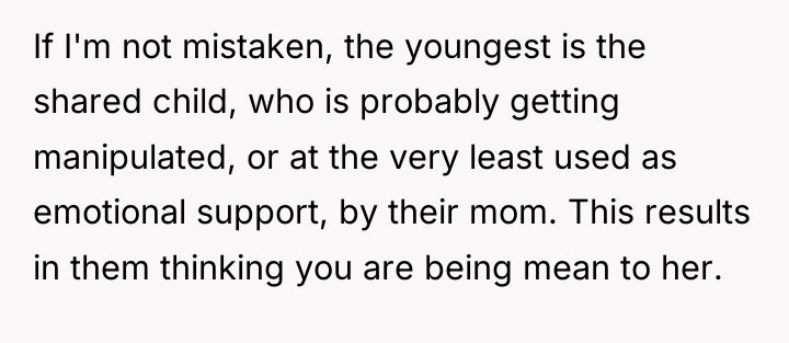 If I'm not mistaken, the youngest is the shared child,...
