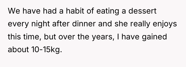 We have had a habit of eating a dessert every...