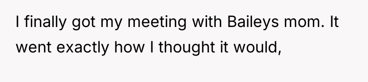 I finally got my meeting with Baileys mom. It went...