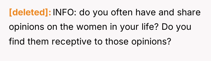 [deleted] INFO: do you often have and share opinions on...