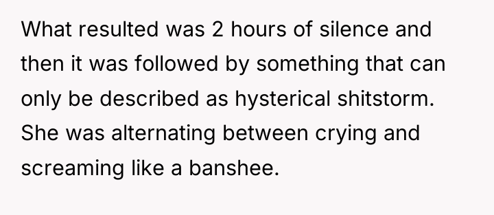What resulted was 2 hours of silence and then it...