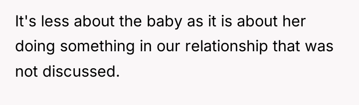 It's less about the baby as it is about her...