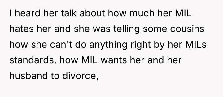 I heard her talk about how much her MIL hates...