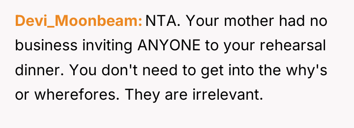 Devi_Moonbeam NTA. Your mother had no business inviting ANYONE to...