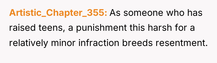 Artistic_Chapter_355 As someone who has raised teens, a punishment this...