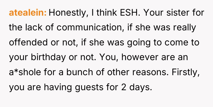 atealein Honestly, I think ESH. Your sister for the lack...