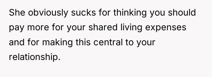 She obviously sucks for thinking you should pay more for...