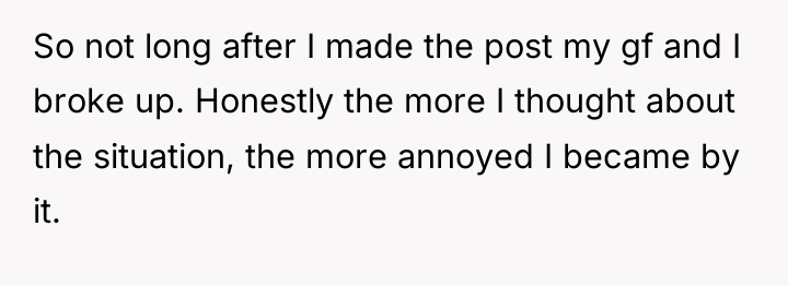 So not long after I made the post my gf...
