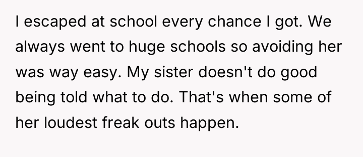 I escaped at school every chance I got. We always...
