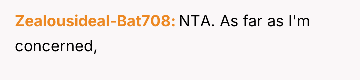 Zealousideal-Bat708 NTA. As far as I'm concerned,