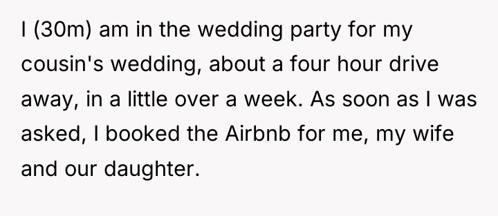 I (30m) am in the wedding party for my cousin's...