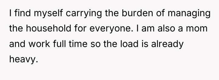 I find myself carrying the burden of managing the household...