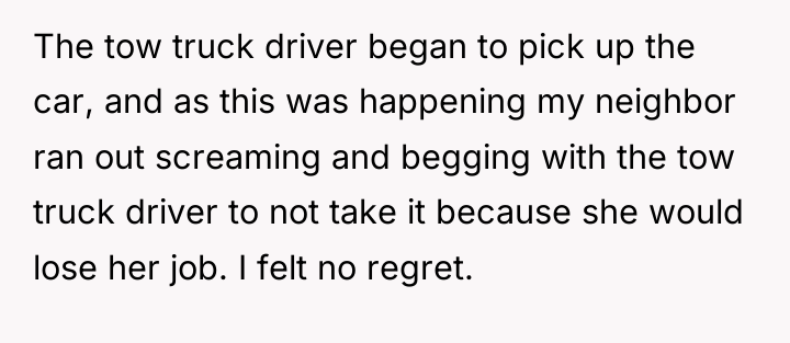 The tow truck driver began to pick up the car,...
