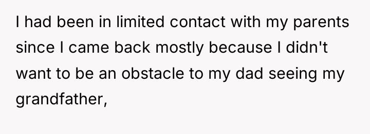 I had been in limited contact with my parents since...