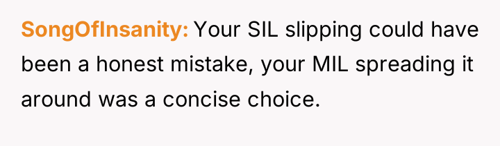 SongOfInsanity Your SIL slipping could have been a honest mistake,...