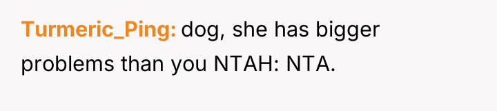 Turmeric_Ping dog, she has bigger problems than you NTAH: NTA.
