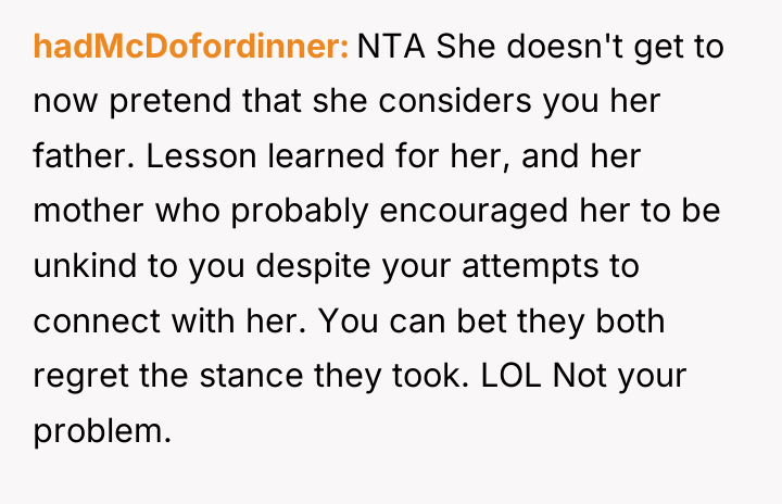 hadMcDofordinner NTA She doesn't get to now pretend that she...