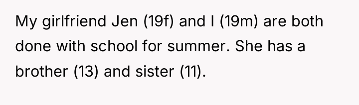 My girlfriend Jen (19f) and I (19m) are both done...