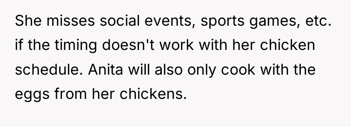 She misses social events, sports games, etc. if the timing...