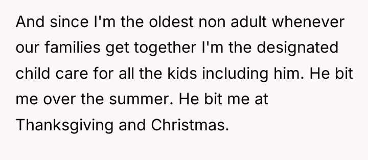 And since I'm the oldest non adult whenever our families...