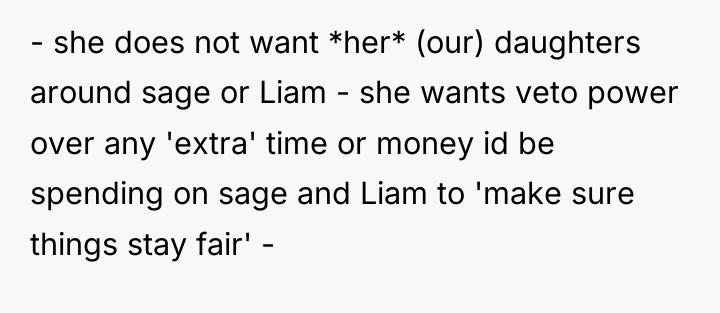 - she does not want *her* (our) daughters around sage...