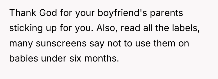 Thank God for your boyfriend's parents sticking up for you....