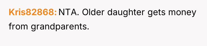 Kris82868 NTA. Older daughter gets money from grandparents.