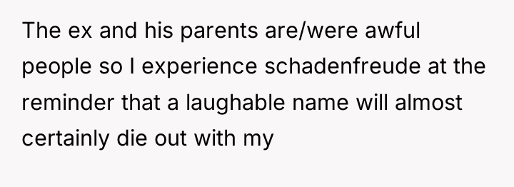 The ex and his parents are/were awful people so I...