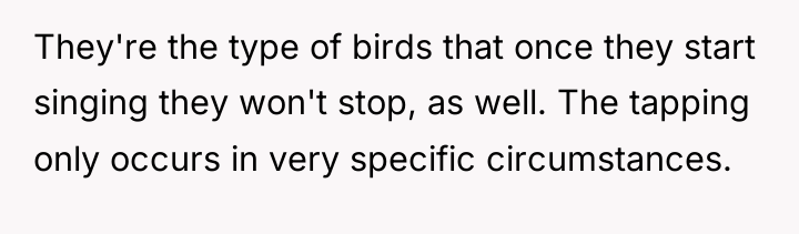 They're the type of birds that once they start singing...