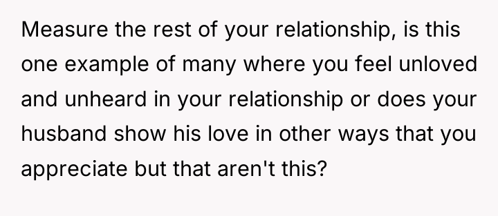 Measure the rest of your relationship, is this one example...