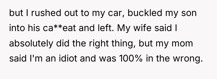 but I rushed out to my car, buckled my son...