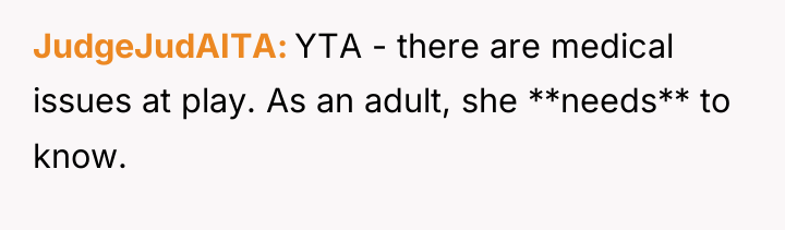 JudgeJudAITA YTA - there are medical issues at play. As...