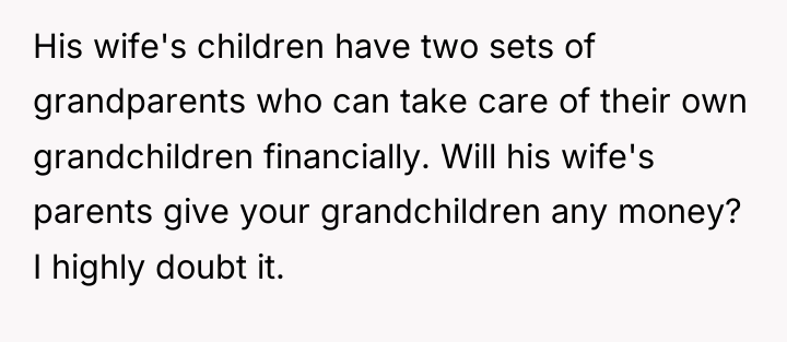 His wife's children have two sets of grandparents who can...