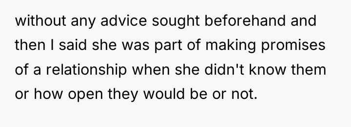 without any advice sought beforehand and then I said she...