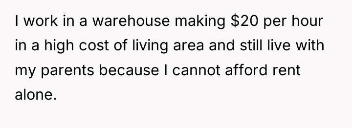 I work in a warehouse making $20 per hour in...