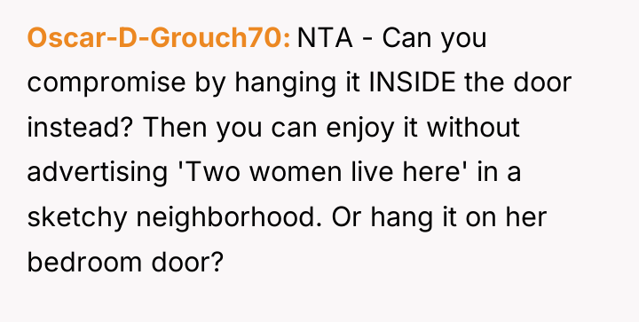 Oscar-D-Grouch70 NTA - Can you compromise by hanging it INSIDE...