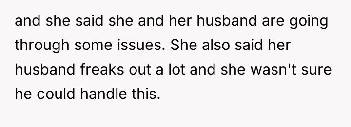 and she said she and her husband are going through...