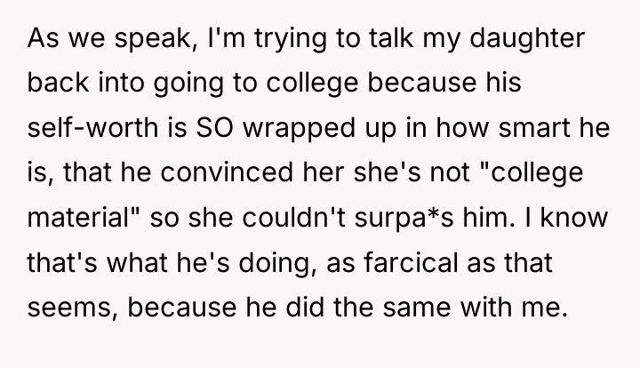 As we speak, I'm trying to talk my daughter back...