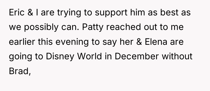 Eric & I are trying to support him as best...