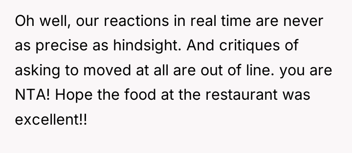 Oh well, our reactions in real time are never as...