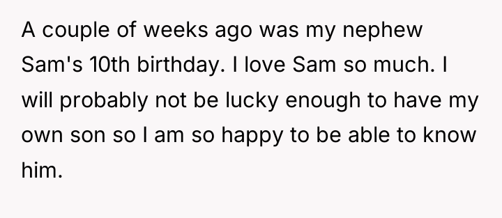 A couple of weeks ago was my nephew Sam's 10th...