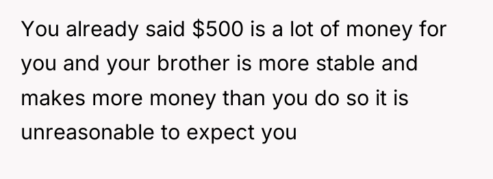 You already said $500 is a lot of money for...