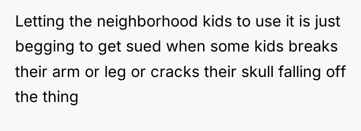 Letting the neighborhood kids to use it is just begging...