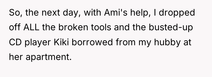 So, the next day, with Ami's help, I dropped off...