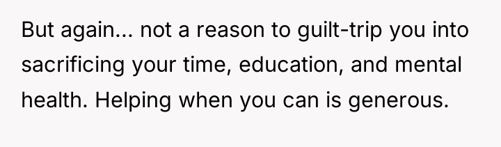 But again... not a reason to guilt-trip you into sacrificing...