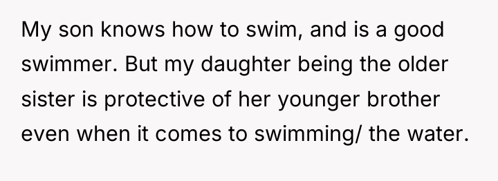 My son knows how to swim, and is a good...