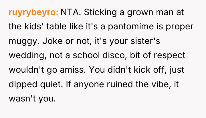 ruyrybeyro NTA. Sticking a grown man at the kids' table...