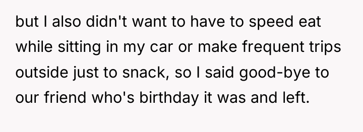 but I also didn't want to have to speed eat...