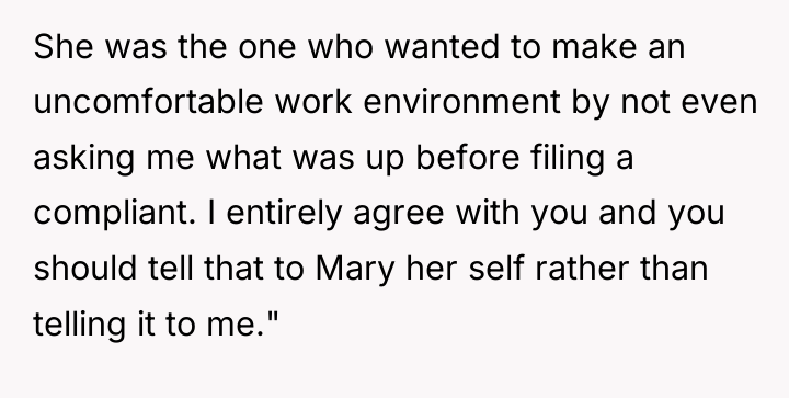 She was the one who wanted to make an uncomfortable...