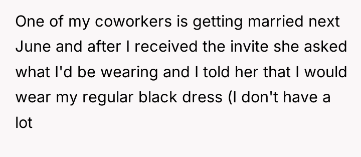 One of my coworkers is getting married next June and...